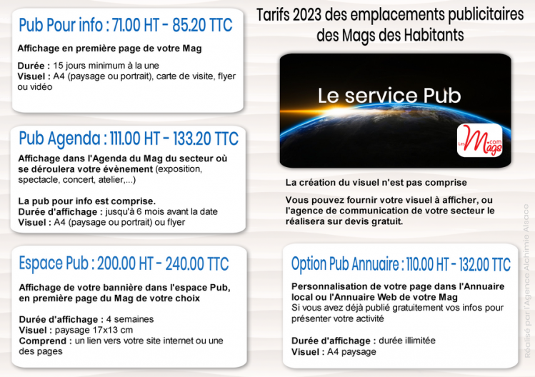 Tarif 2023 service pub